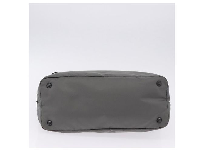 Bolsa de mão PRADA Nylon Gray Silver Auth ka6185A Marrom Prata - vista 6