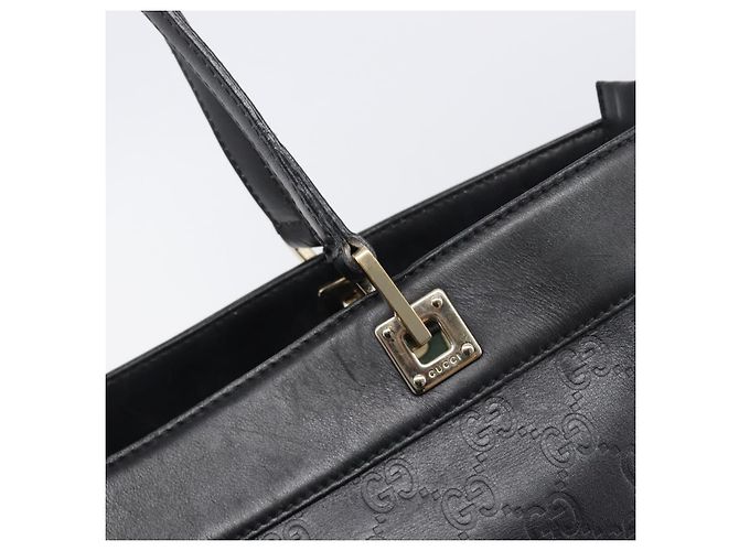 Borsa Tote GUCCI GuccissimaGG in Pelle Nera e Oro 145984 Auth 204661V Nero - vista 17