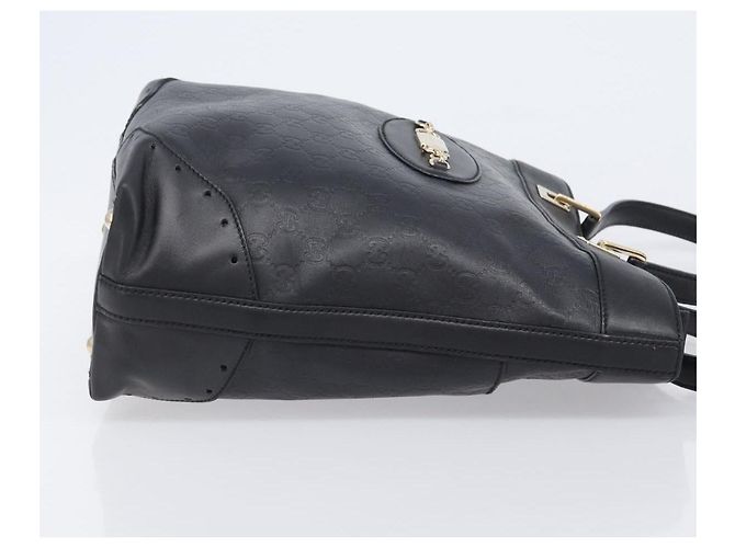 Borsa Tote GUCCI GuccissimaGG in Pelle Nera e Oro 145984 Auth 204661V Nero - vista 3