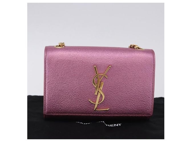 Autre Marque SAINT LAURENT Borsa a tracolla con catena in pelle Rosa Tono Oro Auth ka6239M - vista 12