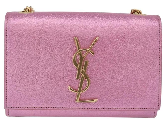 Autre Marque SAINT LAURENT Borsa a tracolla con catena in pelle Rosa Tono Oro Auth ka6239M - vista 13