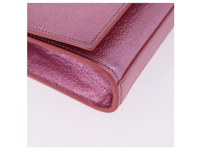 Autre Marque SAINT LAURENT Borsa a tracolla con catena in pelle Rosa Tono Oro Auth ka6239M - vista 16