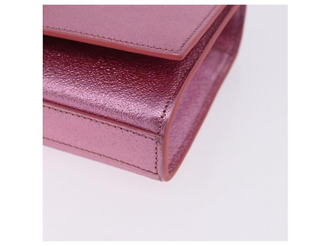 Autre Marque SAINT LAURENT Borsa a tracolla con catena in pelle Rosa Tono Oro Auth ka6239M - vista 17