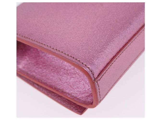 Autre Marque SAINT LAURENT Borsa a tracolla con catena in pelle Rosa Tono Oro Auth ka6239M - vista 18