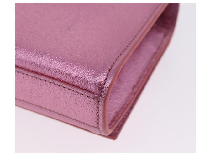 Autre Marque SAINT LAURENT Borsa a tracolla con catena in pelle Rosa Tono Oro Auth ka6239M - vista 19
