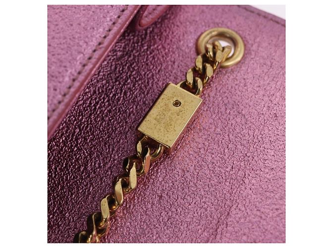 Autre Marque SAINT LAURENT Borsa a tracolla con catena in pelle Rosa Tono Oro Auth ka6239M - vista 23