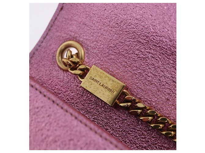 Autre Marque SAINT LAURENT Borsa a tracolla con catena in pelle Rosa Tono Oro Auth ka6239M - vista 24