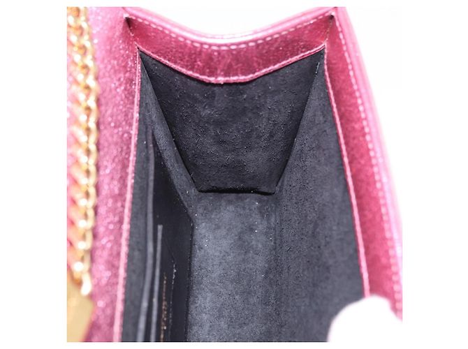 Autre Marque SAINT LAURENT Borsa a tracolla con catena in pelle Rosa Tono Oro Auth ka6239M - vista 26