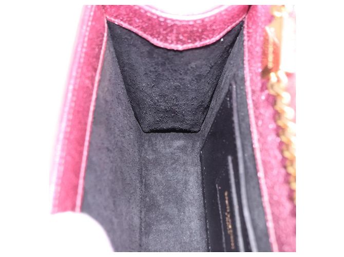 Autre Marque SAINT LAURENT Borsa a tracolla con catena in pelle Rosa Tono Oro Auth ka6239M - vista 27
