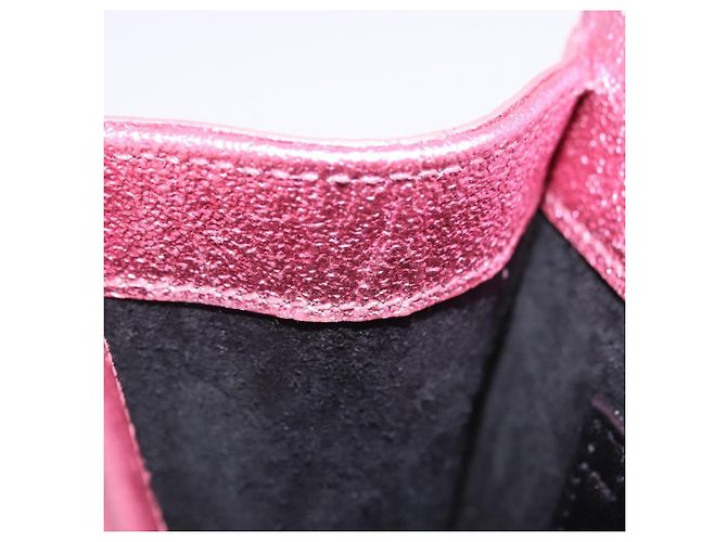 Autre Marque SAINT LAURENT Borsa a tracolla con catena in pelle Rosa Tono Oro Auth ka6239M - vista 28