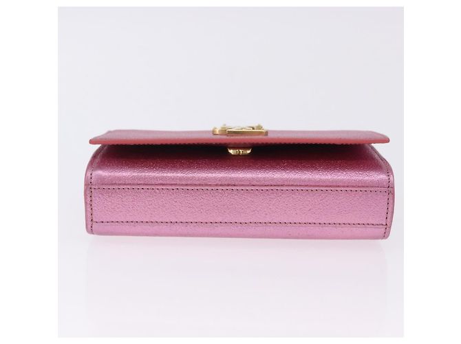 Autre Marque SAINT LAURENT Borsa a tracolla con catena in pelle Rosa Tono Oro Auth ka6239M - vista 6