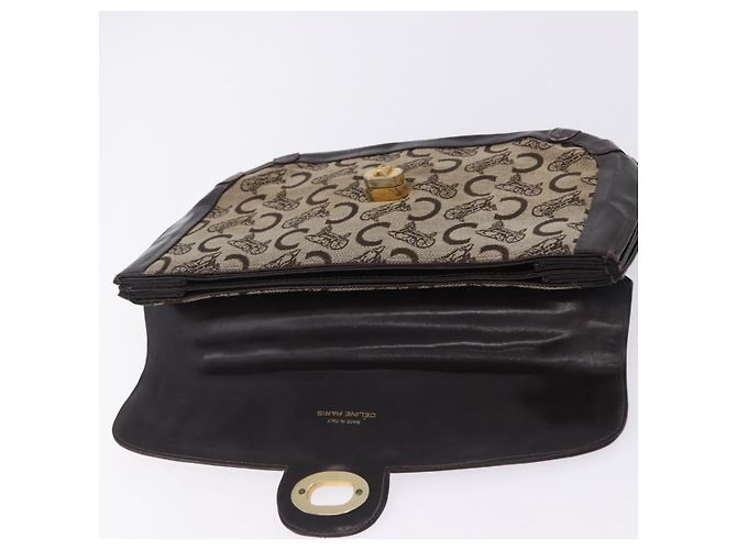 Céline Borsa a mano CELINE C Sulky Canvas Beige Gold Auth 204372 D'oro - vista 11