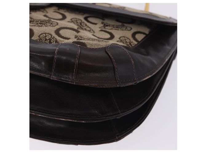 Céline Borsa a mano CELINE C Sulky Canvas Beige Gold Auth 204372 D'oro - vista 15