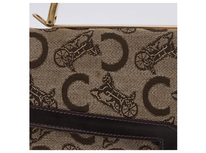 Céline Borsa a mano CELINE C Sulky Canvas Beige Gold Auth 204372 D'oro - vista 2