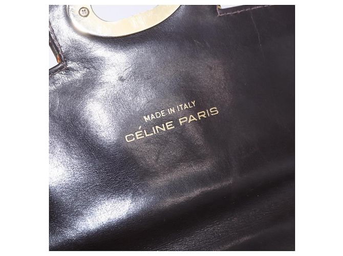 Céline Borsa a mano CELINE C Sulky Canvas Beige Gold Auth 204372 D'oro - vista 21