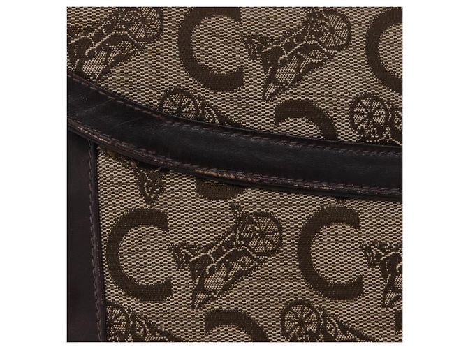 Céline Borsa a mano CELINE C Sulky Canvas Beige Gold Auth 204372 D'oro - vista 4