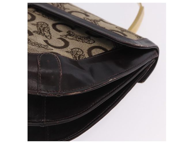 Céline Borsa a mano CELINE C Sulky Canvas Beige Gold Auth 204372 D'oro - vista 6