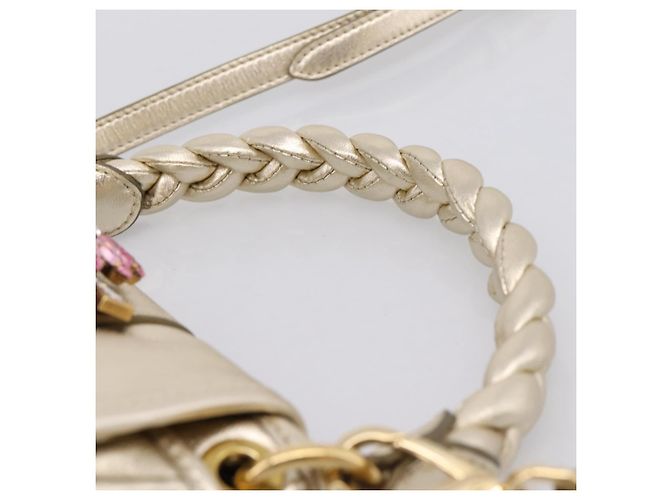 Borsa Miu Miu Matelassé in pelle 2way Champagne Gold Tono Oro Auth 167599SAM D'oro - vista 14