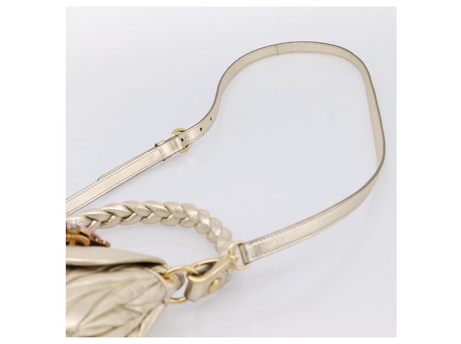 Borsa Miu Miu Matelassé in pelle 2way Champagne Gold Tono Oro Auth 167599SAM D'oro - vista 15
