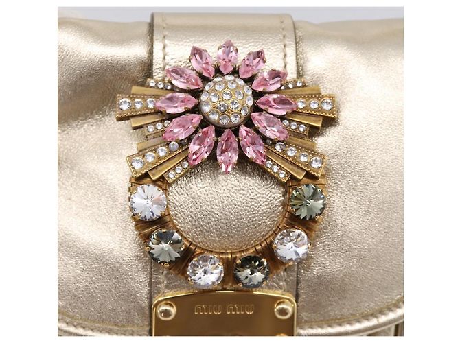 Borsa Miu Miu Matelassé in pelle 2way Champagne Gold Tono Oro Auth 167599SAM D'oro - vista 21