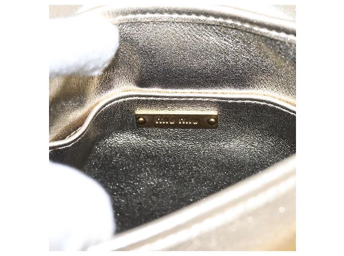 Borsa Miu Miu Matelassé in pelle 2way Champagne Gold Tono Oro Auth 167599SAM D'oro - vista 23