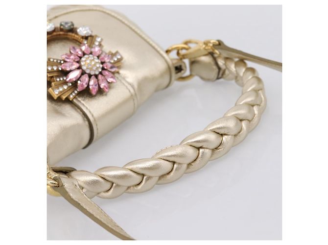 Borsa Miu Miu Matelassé in pelle 2way Champagne Gold Tono Oro Auth 167599SAM D'oro - vista 7