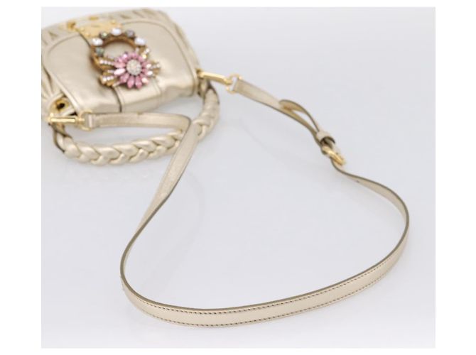 Borsa Miu Miu Matelassé in pelle 2way Champagne Gold Tono Oro Auth 167599SAM D'oro - vista 8