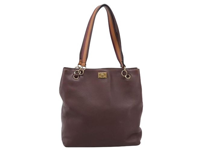 Bolso Tote CHANEL de cuero marrón detalles dorados CC Auth 204638V Castaño - vista 13