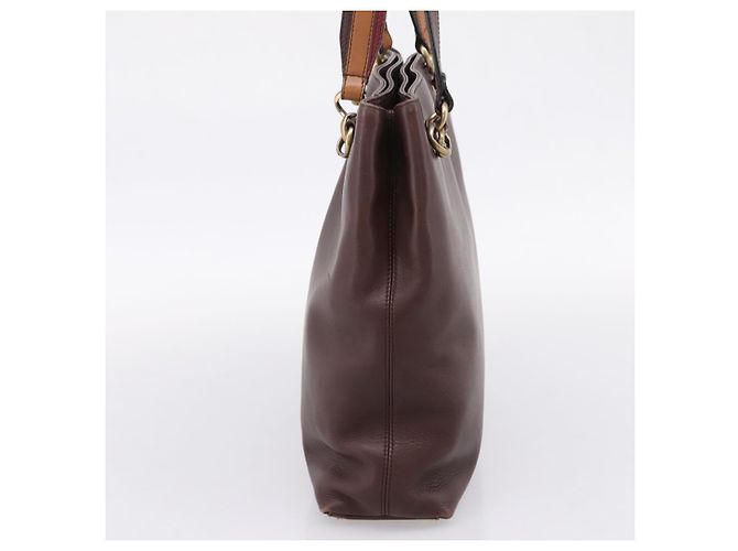 Bolso Tote CHANEL de cuero marrón detalles dorados CC Auth 204638V Castaño - vista 4