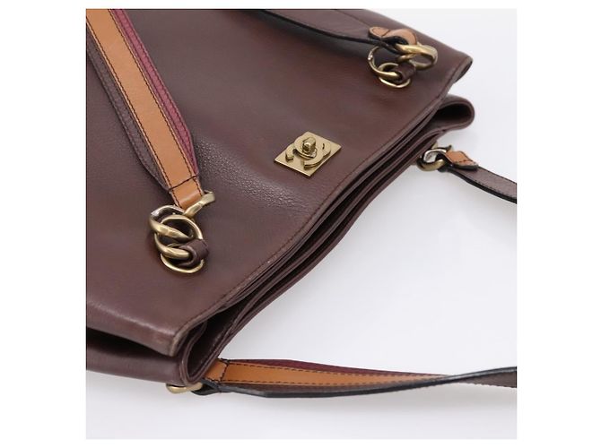 Bolso Tote CHANEL de cuero marrón detalles dorados CC Auth 204638V Castaño - vista 6