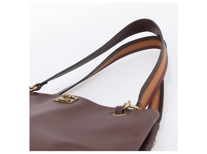 Bolso Tote CHANEL de cuero marrón detalles dorados CC Auth 204638V Castaño - vista 8