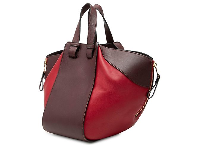 Borsa Satchel Hammock LOEWE Small Bicolor in pelle di vitello rossa Rosso - vista 2