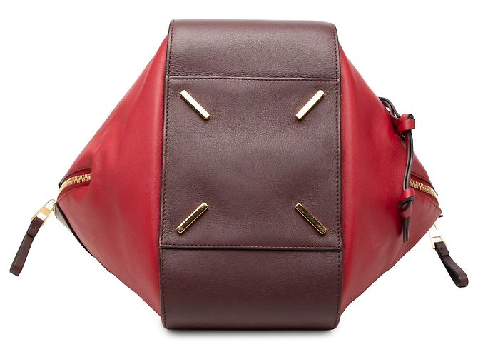 Borsa Satchel Hammock LOEWE Small Bicolor in pelle di vitello rossa Rosso - vista 3