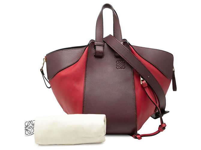 Borsa Satchel Hammock LOEWE Small Bicolor in pelle di vitello rossa Rosso - vista 7