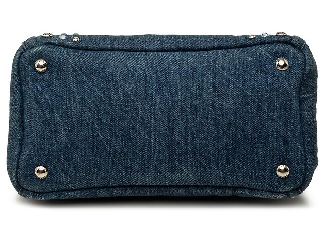 Sac à main Prada Small Denim Canapa Bijoux Bleu - vue 3