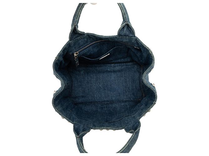 Sac à main Prada Small Denim Canapa Bijoux Bleu - vue 4