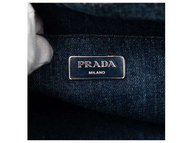 Sac à main Prada Small Denim Canapa Bijoux Bleu - vue 5