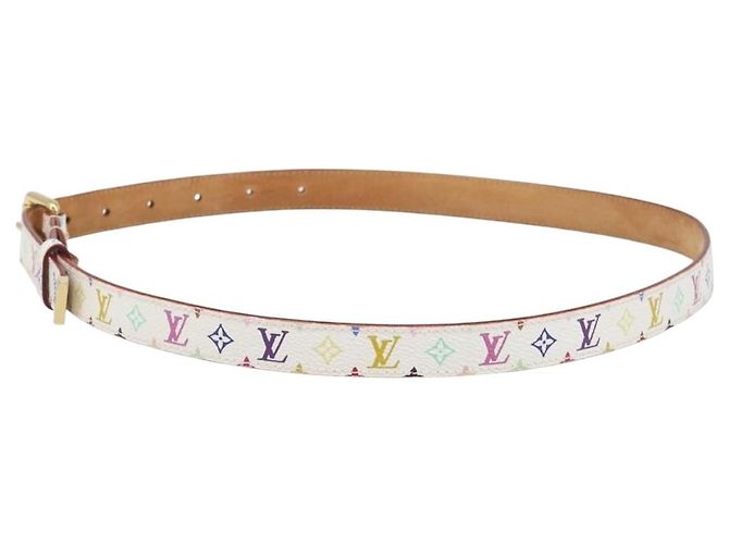 LOUIS VUITTON Monogram Multicolor Ceinture Carre Belt White M9272 Auth BA15567 Weiß - Ansicht 3