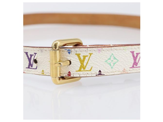 LOUIS VUITTON Monogram Multicolor Ceinture Carre Belt White M9272 Auth BA15567 Weiß - Ansicht 5