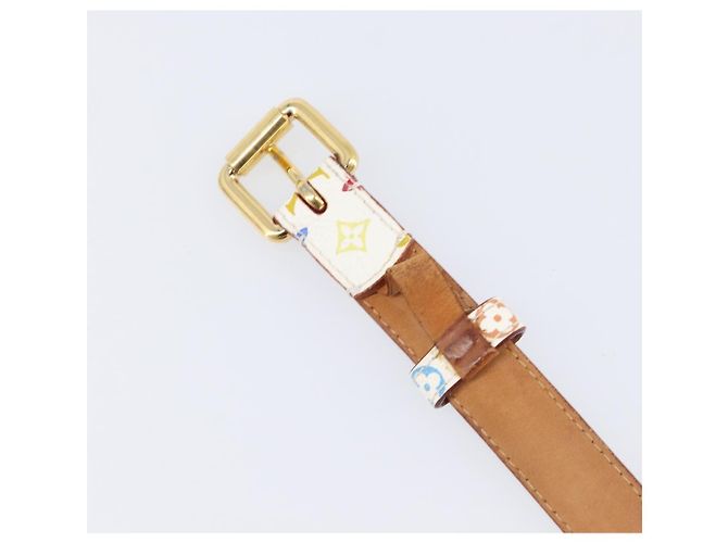LOUIS VUITTON Monogram Multicolor Ceinture Carre Belt White M9272 Auth BA15567 Weiß - Ansicht 8