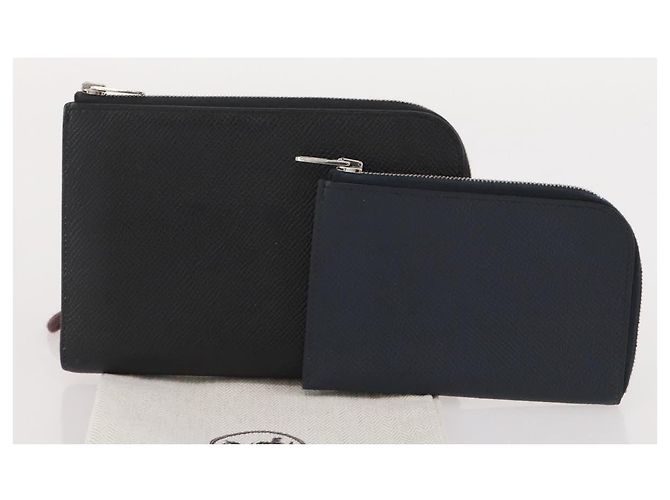 Hermès HERMES Combine Remix Duo Dogon Pouch Leather Black Silver Auth 204779M Nero Argento - vista 12