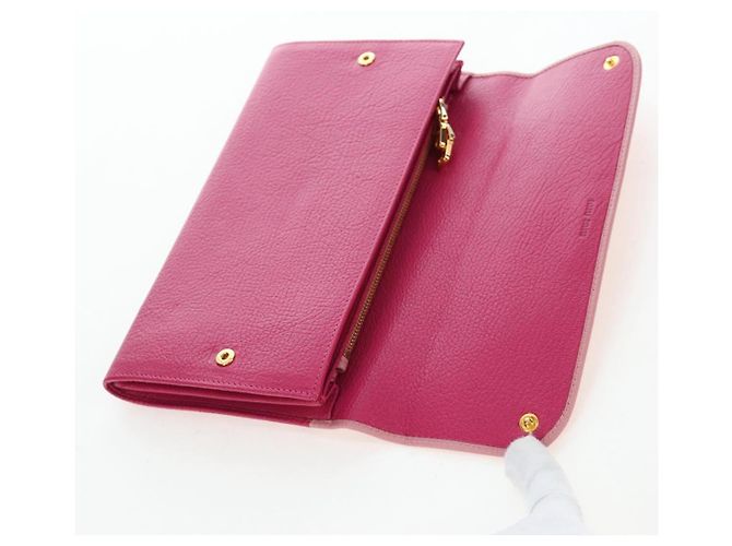 Carteira Miu Miu em couro rosa autêntica BA15726V - vista 19