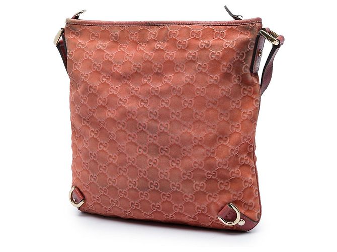 Borsa a tracolla Gucci GG Abbey in camoscio rosa con anello a D - vista 2