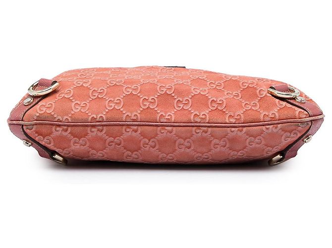 Borsa a tracolla Gucci GG Abbey in camoscio rosa con anello a D - vista 3