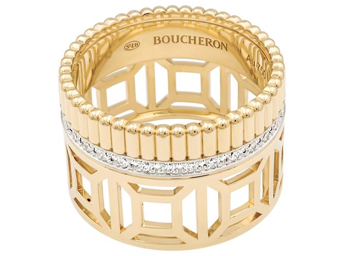 Anel Boucheron "Quatre Radiant Edition Ajourée", ouro amarelo, ouro branco, diamantes. - vista 2