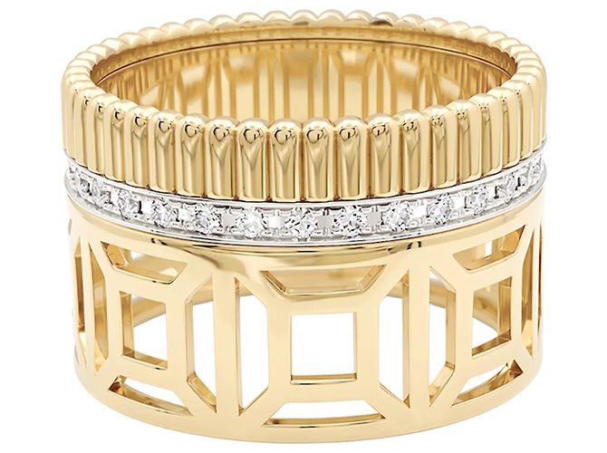 Anel Boucheron "Quatre Radiant Edition Ajourée", ouro amarelo, ouro branco, diamantes. - vista 3