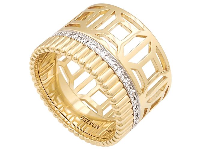Anel Boucheron "Quatre Radiant Edition Ajourée", ouro amarelo, ouro branco, diamantes. - vista 4
