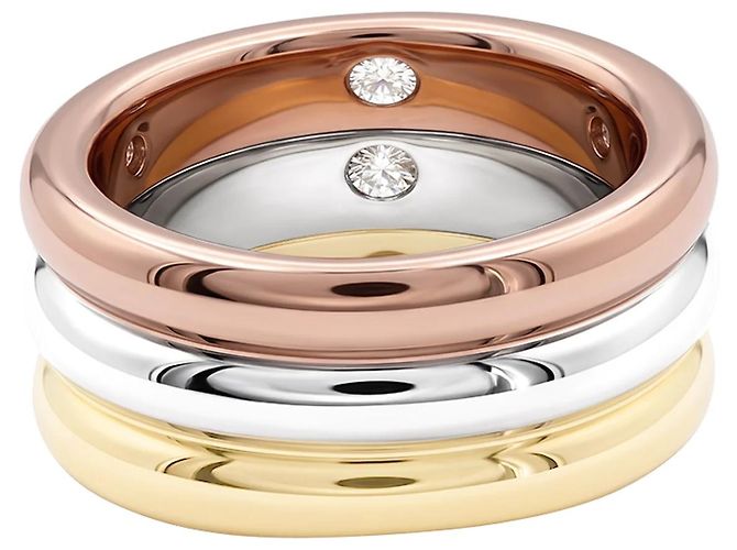 Anello Cartier, "Ellipse", tre ori e diamanti. - vista 4