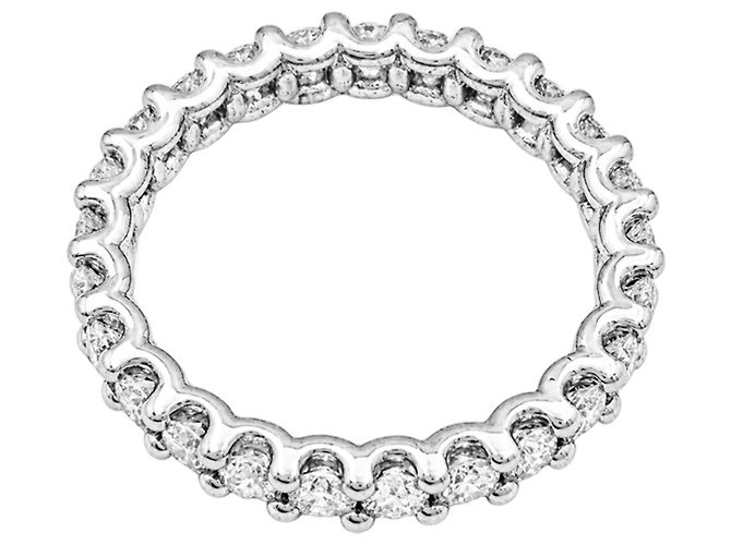 Autre Marque Aliança tour complet ouro branco e diamantes. - vista 2