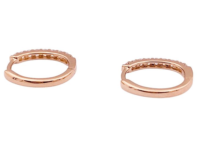 Autre Marque Coppia di piccoli orecchini a cerchio in oro rosa, diamanti. - vista 4